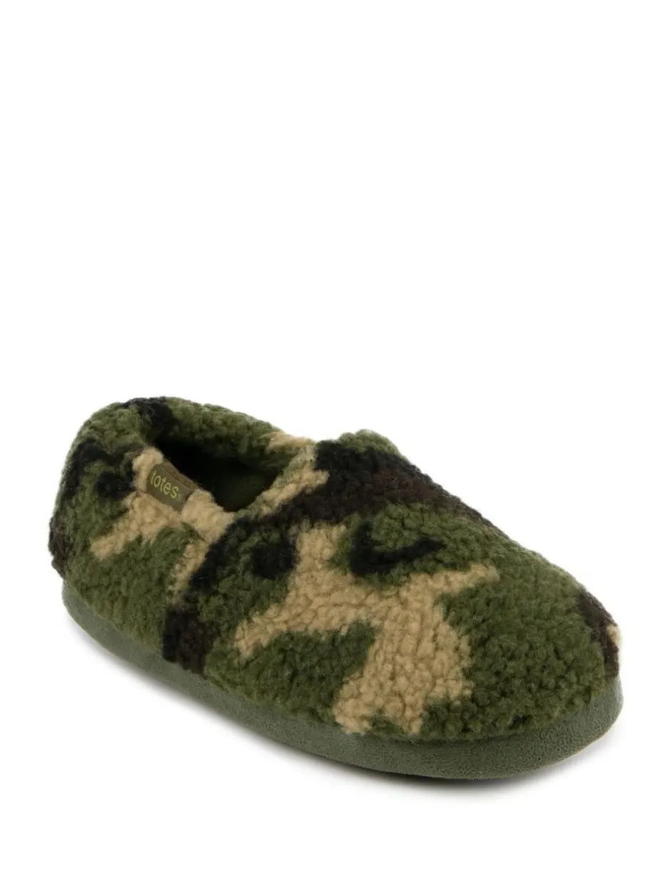 Totes Short Full Back Fleece Winter Slippers Green Hot