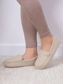 Totes Natural Isotoner Ladies Textured Moccasin Slippers