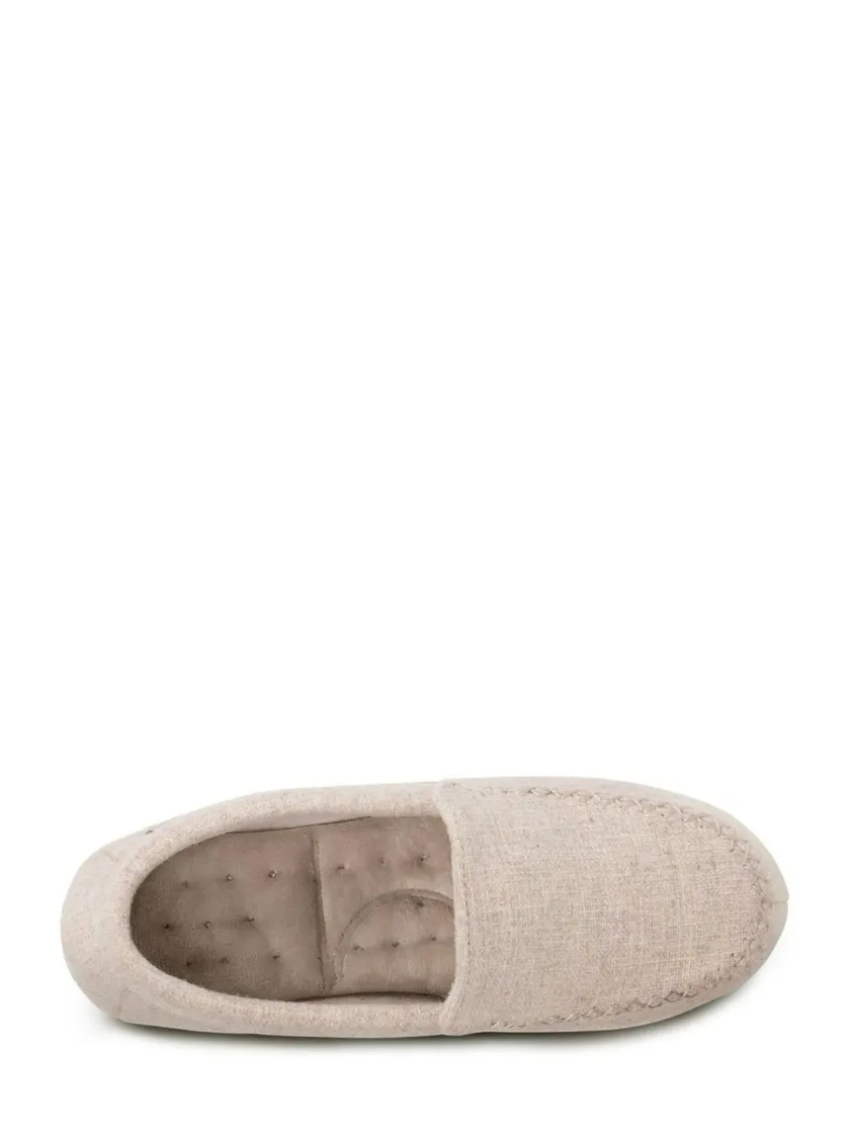 Totes Natural Isotoner Ladies Textured Moccasin Slippers