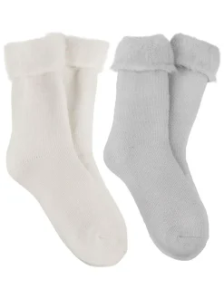 Totes Natural Ladies Brushed Thermal Bed Socks 2 Pack Sale