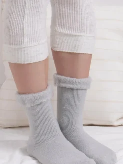 Totes Natural Ladies Brushed Thermal Bed Socks 2 Pack Sale