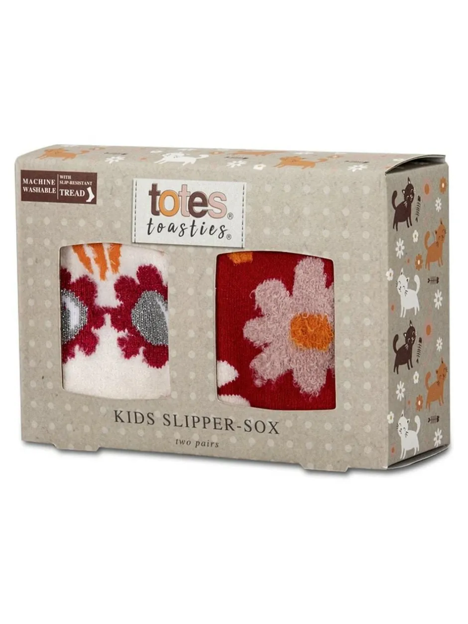 Totes Red Tosties Kids Original Slipper Socks 2 Pack Best