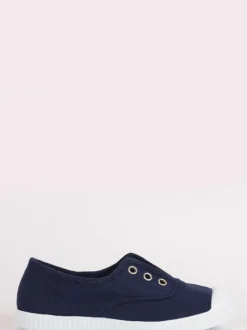 Trotters London Plum Canvas Pumps Navy Blue Sale