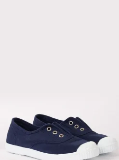 Trotters London Plum Canvas Pumps Navy Blue Sale