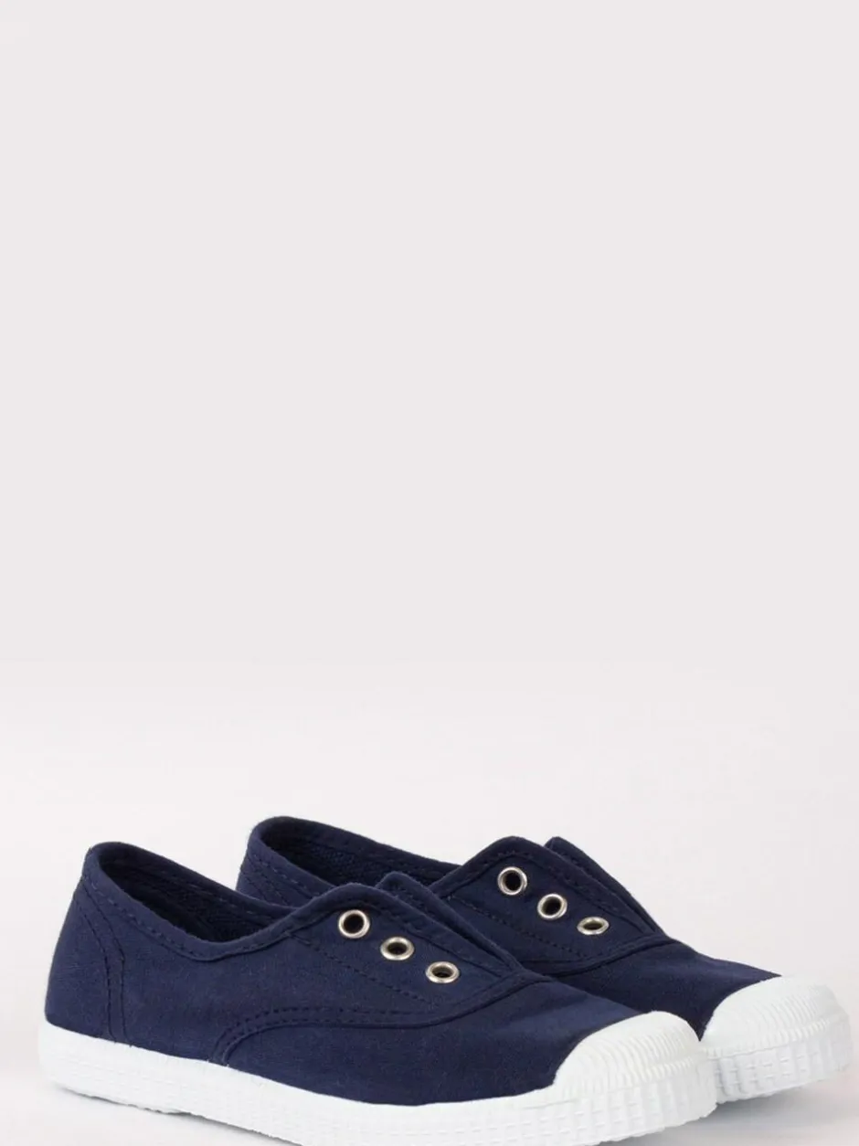 Trotters London Plum Canvas Pumps Navy Blue Sale