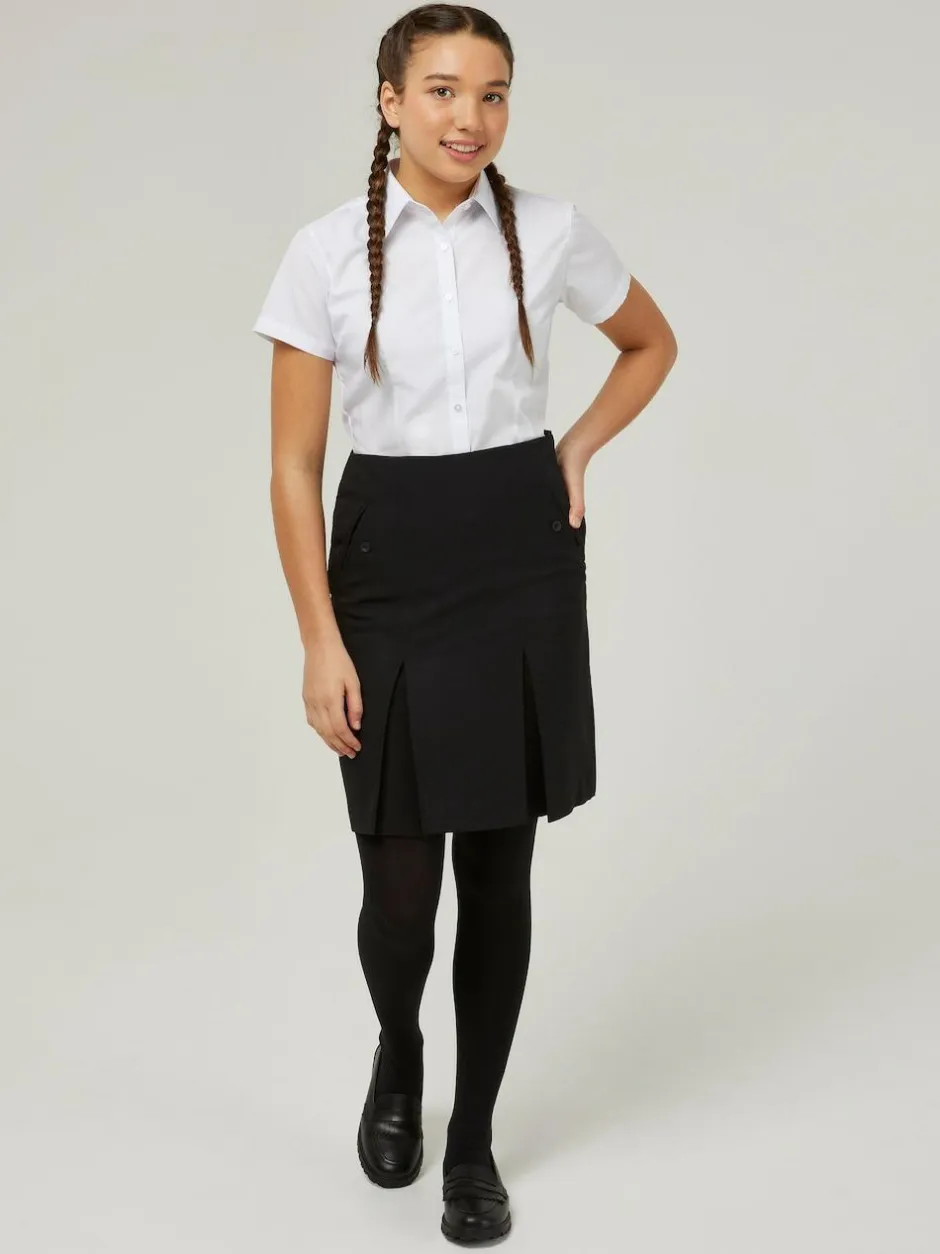 Trutex Black 16" Twin Pleat School Skirt (10-16 Yrs) Hot