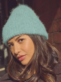 Next Turquoise Blue Ribbed Beanie Containing Wool Hat Online
