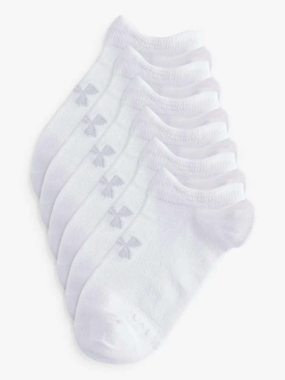 Under Armour Essential No Show Socks 6 Pack White Cream