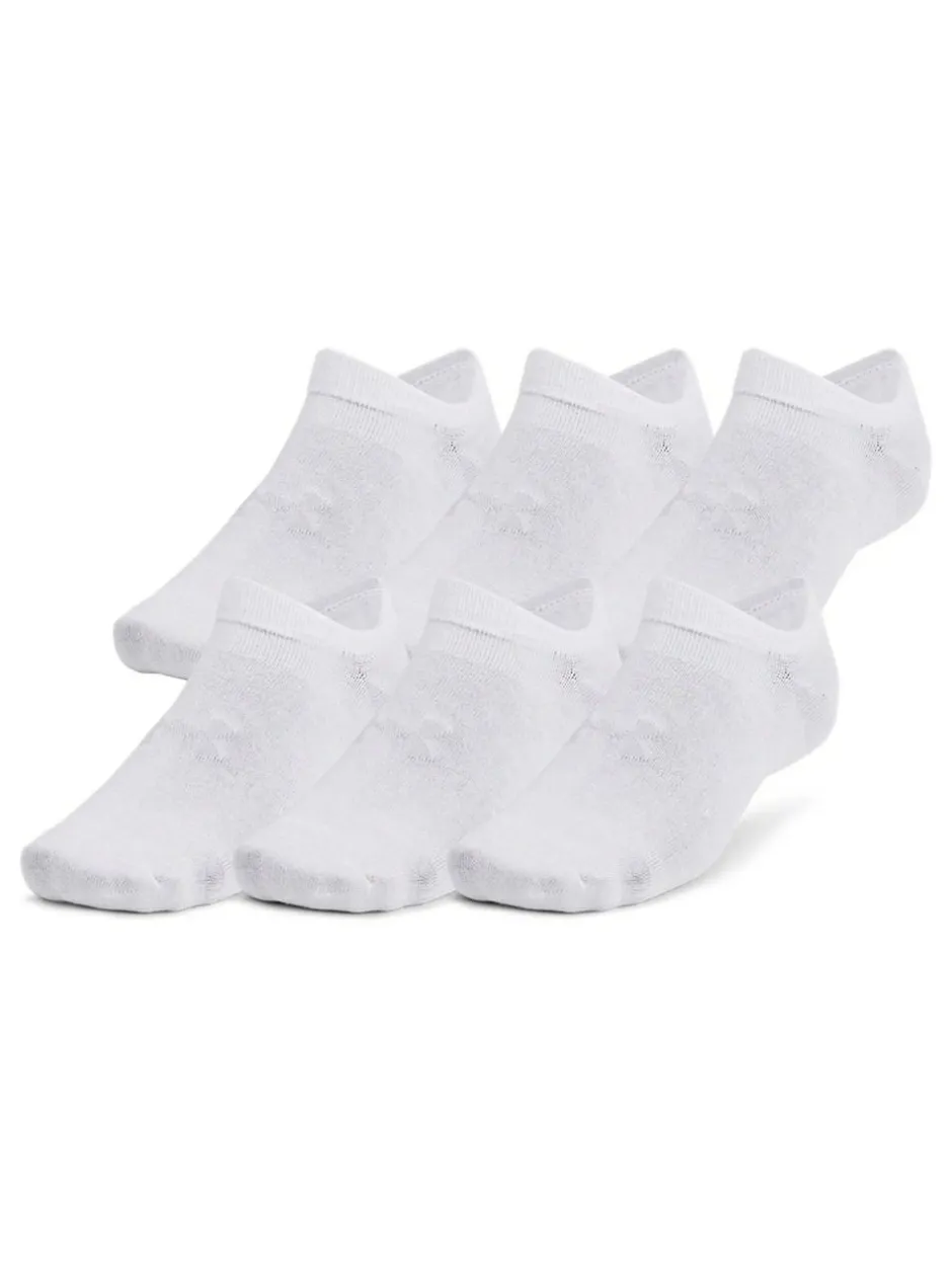Under Armour Essential No Show Socks 6 Pack White Cream