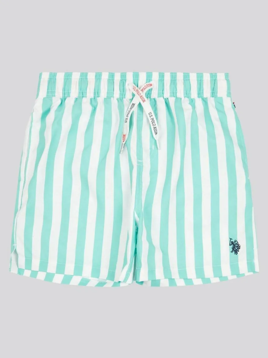 U.S. Polo Assn . Boys Stripe Swim Shorts Blue Clearance