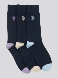 U.S. Polo Assn . Mens Smart Socks 3 Pack Blue