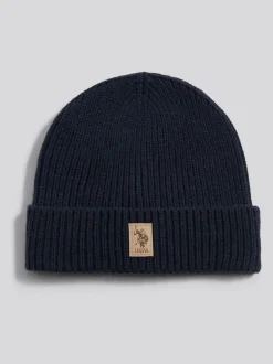 U.S. Polo Assn . Signature Double Horsemen Knit Beanie Blue Discount