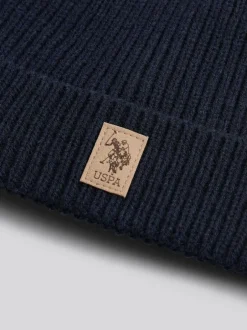 U.S. Polo Assn . Signature Double Horsemen Knit Beanie Blue Discount