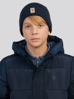 U.S. Polo Assn . Signature Double Horsemen Knit Beanie Blue Discount