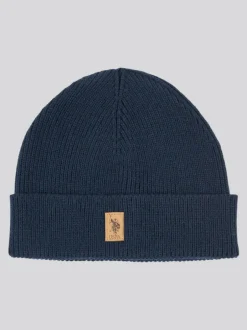 U.S. Polo Assn . Winter Mens Luxury Rib Knit Beanie And Scarf Box Set Blue Best
