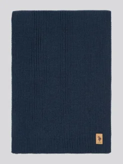 U.S. Polo Assn . Winter Mens Luxury Rib Knit Beanie And Scarf Box Set Blue Best