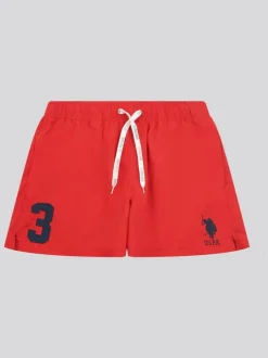 U.S. Polo Assn . Mens Player 3 Swim Shorts Red Best
