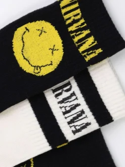 Vanilla Underground Black Mens Nirvana Multicoloured Calf Socks Set of 3 Outlet