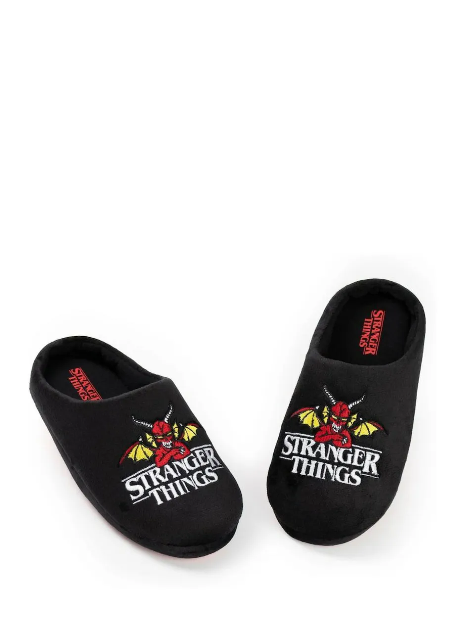 Vanilla Underground Black Stranger Things Mule Slippers