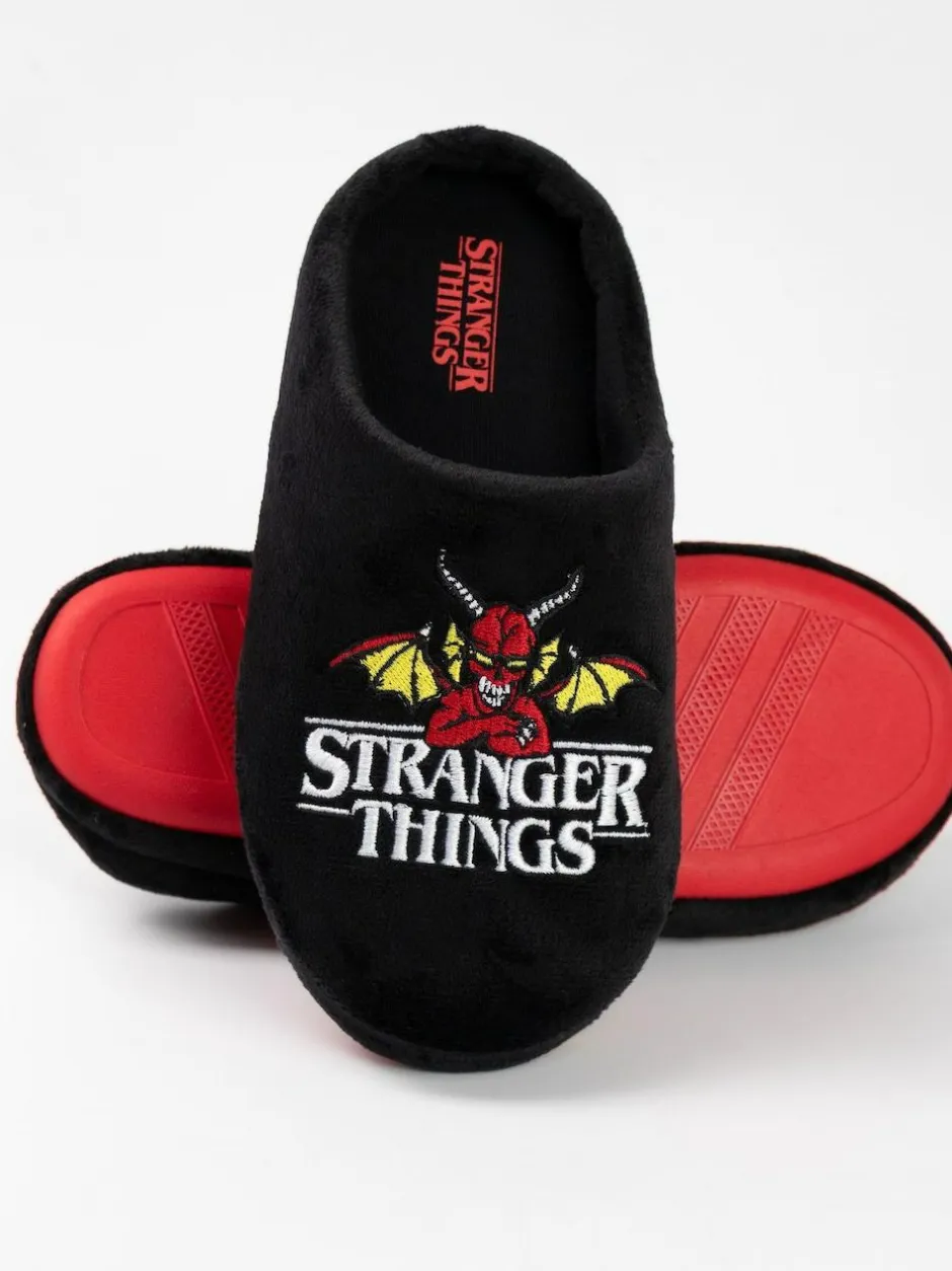 Vanilla Underground Black Stranger Things Mule Slippers