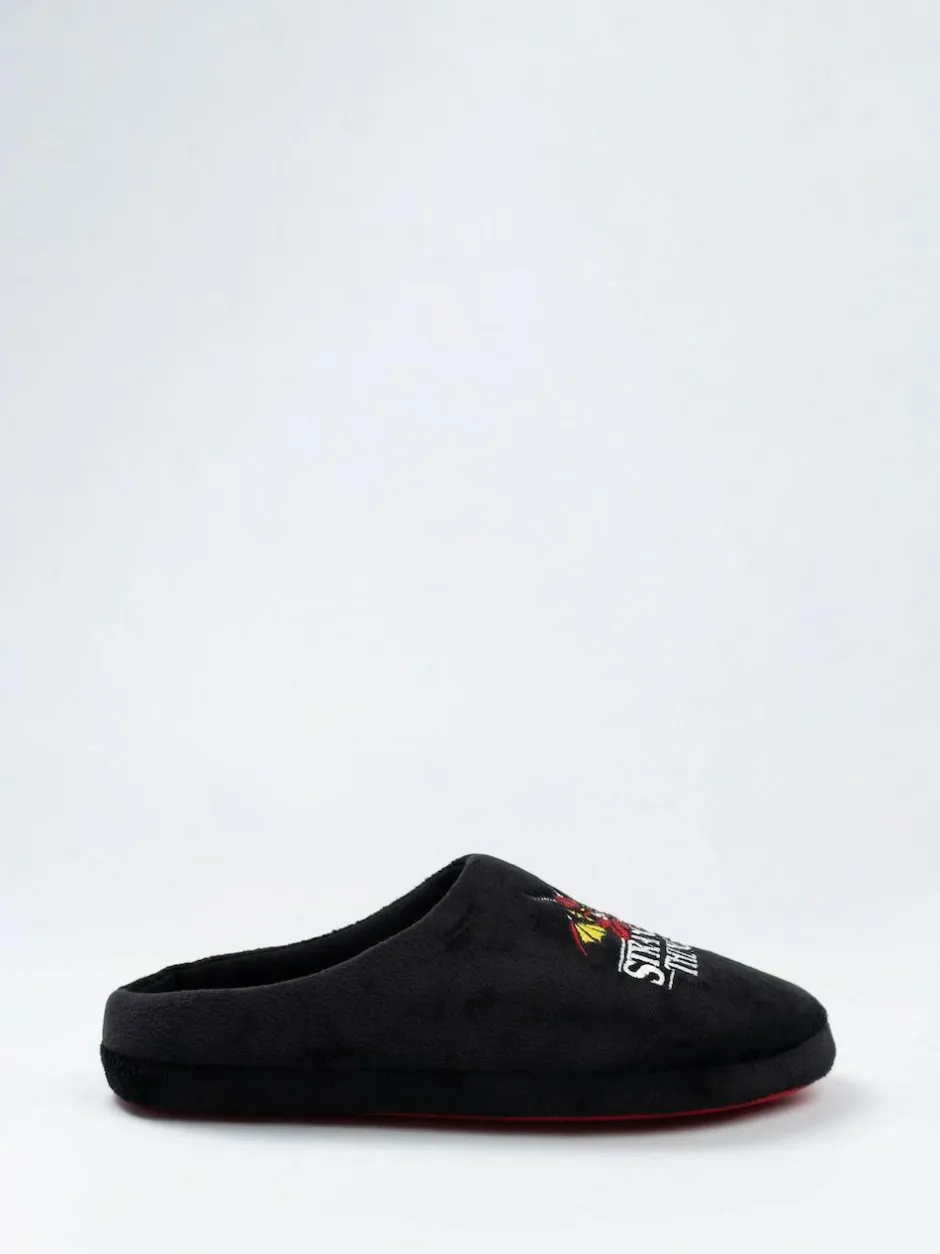 Vanilla Underground Black Stranger Things Mule Slippers
