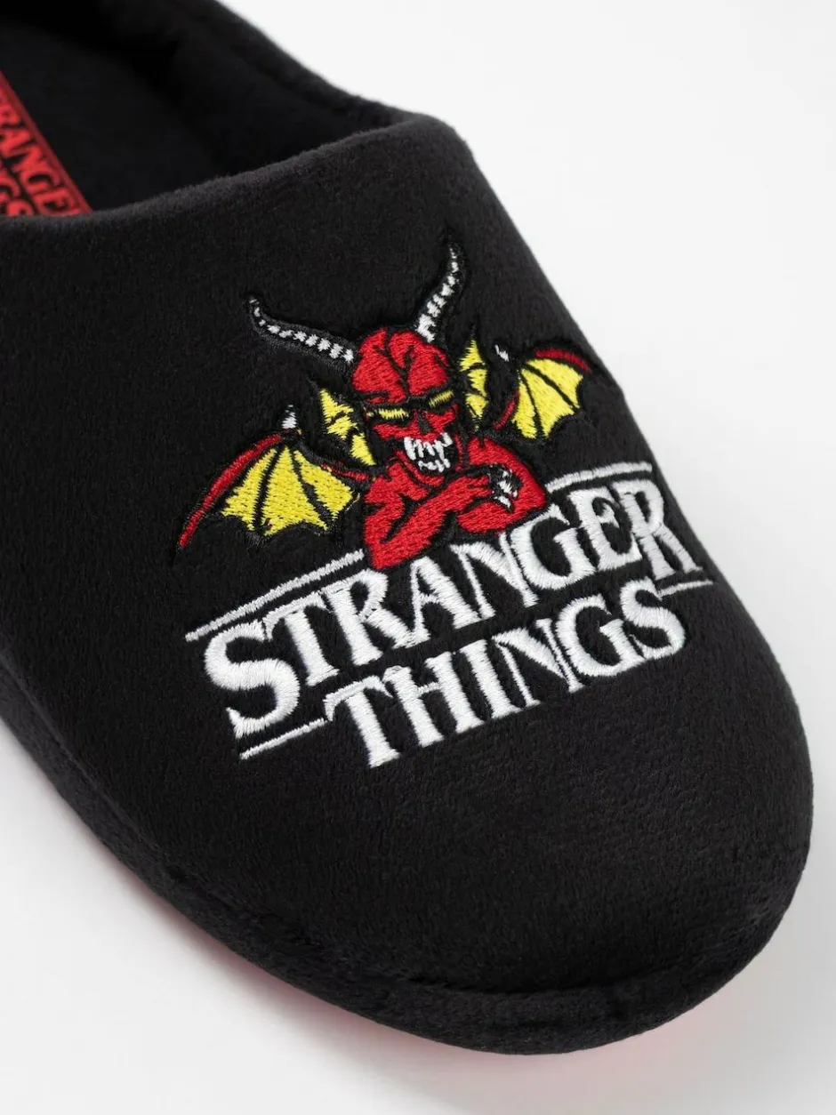 Vanilla Underground Black Stranger Things Mule Slippers