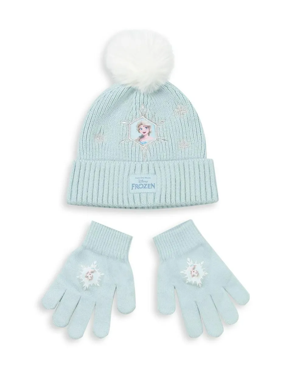 Vanilla Underground Blue Disney Frozen Beanie and Gloves Set Best
