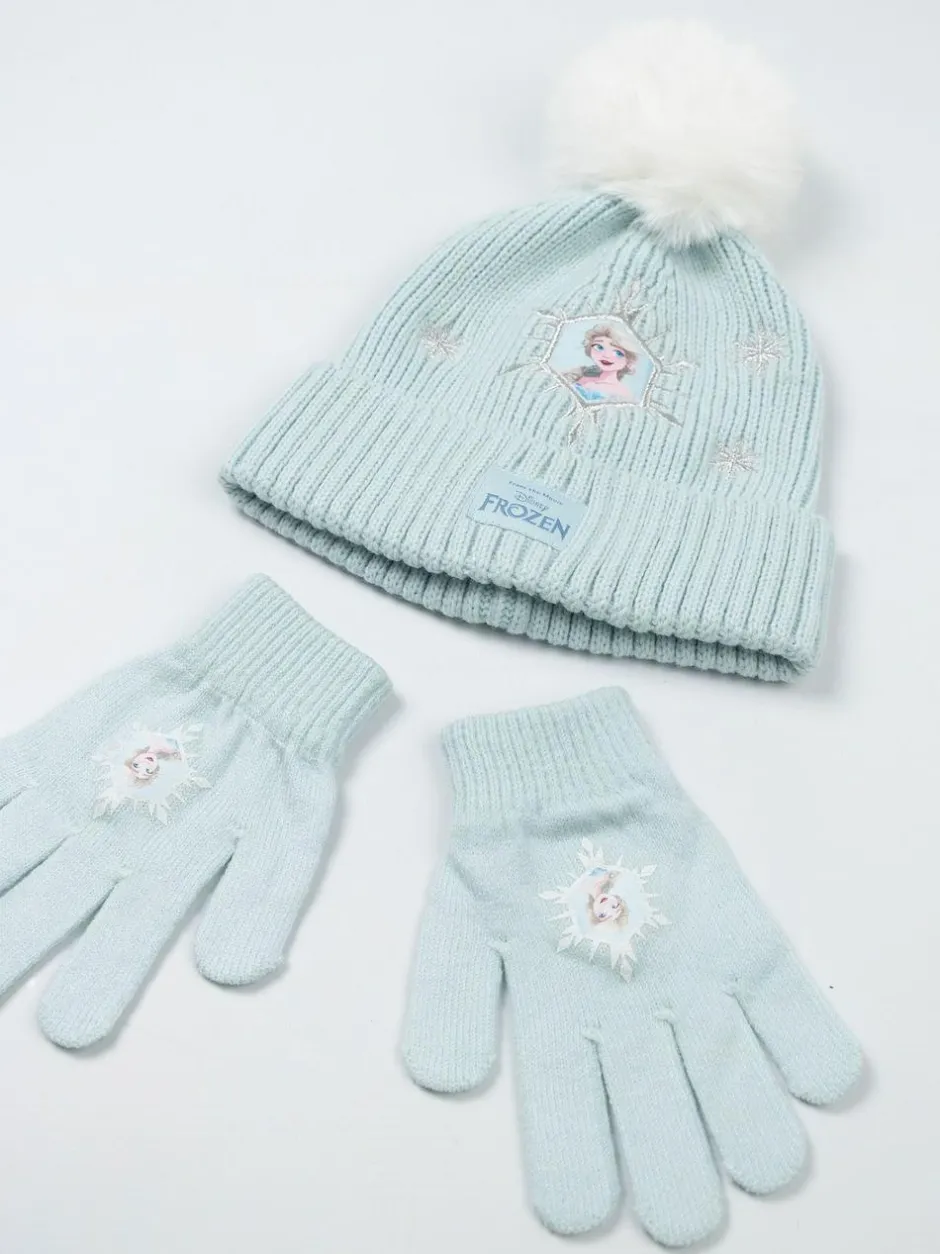 Vanilla Underground Blue Disney Frozen Beanie and Gloves Set Best