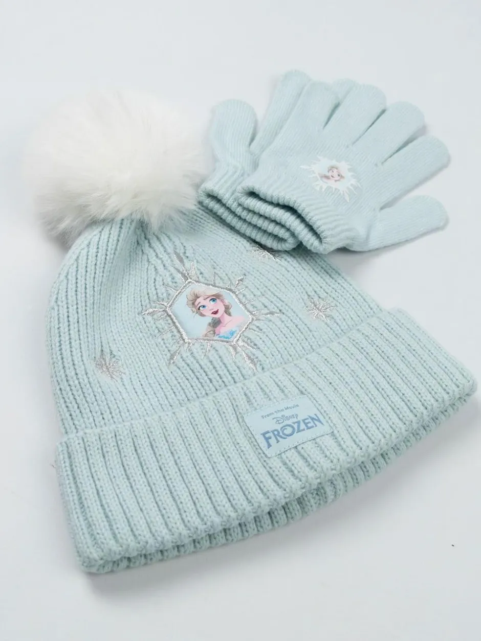 Vanilla Underground Blue Disney Frozen Beanie and Gloves Set Best