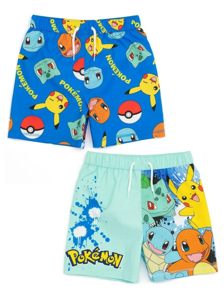 Vanilla Underground Blue Pokemon Boys Swim Shorts 2 Pack