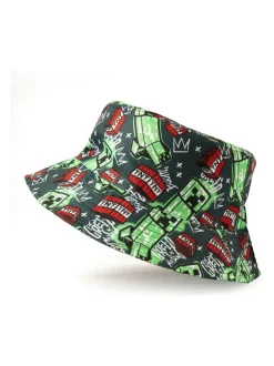 Vanilla Underground Green Kids Minecraft Multicoloured Bucket Hat Clearance