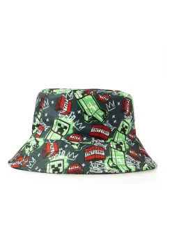 Vanilla Underground Green Kids Minecraft Multicoloured Bucket Hat Clearance