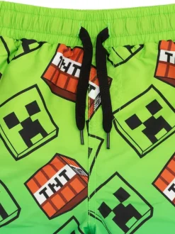 Vanilla Underground Green Boys Minecraft Licencing Swim Shorts Clearance
