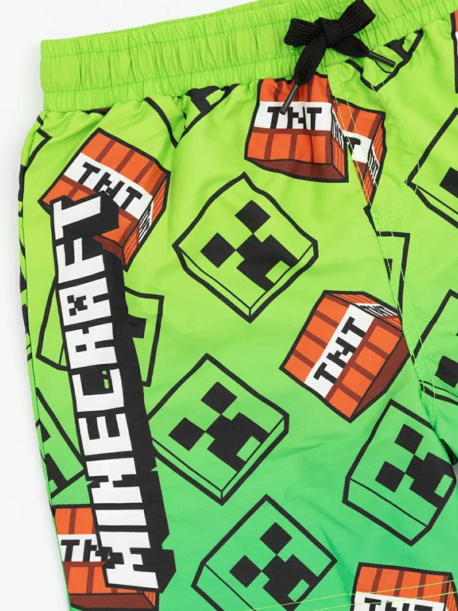 Vanilla Underground Green Boys Minecraft Licencing Swim Shorts Clearance