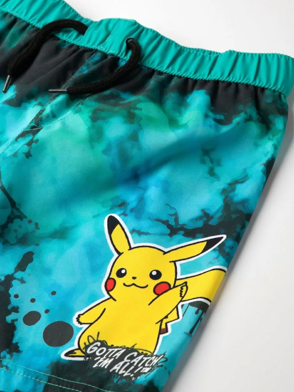 Vanilla Underground Green Boys Pokemon Pikachu Swim Shorts New