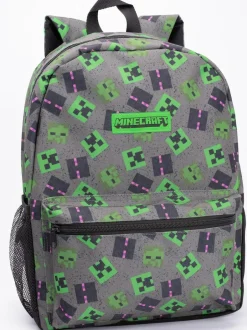 Vanilla Underground Grey Minecraft Boys Creeper 4 Piece Backpack Set Outlet