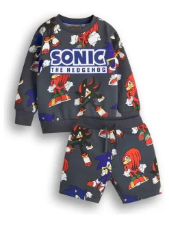 Vanilla Underground Grey Boys Sonic Sweatshirt and Shorts Set Sale