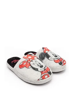 Vanilla Underground Grey Minnie Mouse Womens Winter Mule Slippers Clearance