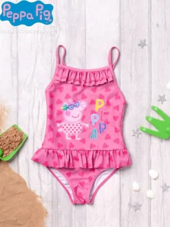 Vanilla Underground Pink Girls Peppa Pig Swimsuit and Towel Poncho Set. Best