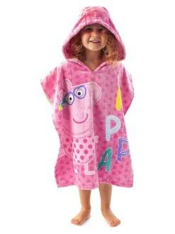 Vanilla Underground Pink Girls Peppa Pig Swimsuit and Towel Poncho Set. Best