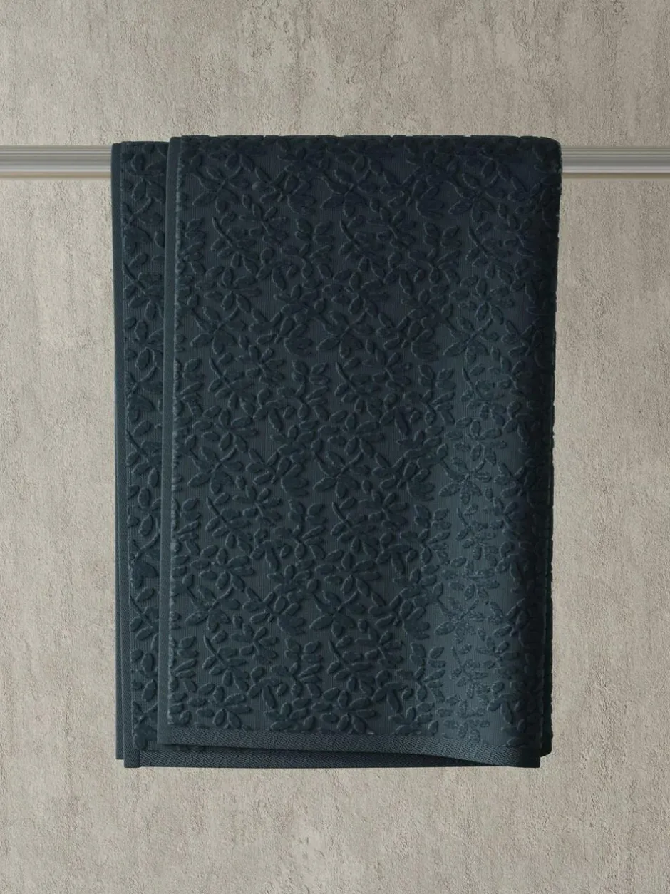 Vantona Jacquard Leaf 500gsm 100% Cotton Towel Grey Sale