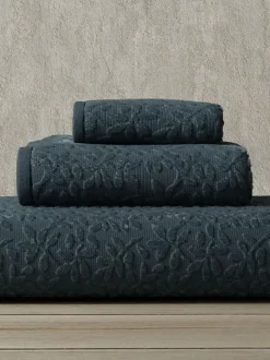 Vantona Jacquard Leaf 500gsm 100% Cotton Towel Grey Sale