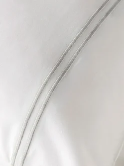 Vantona White Silver Beretta Double Stitch Quilt Cover Set