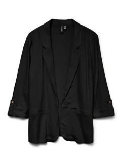 VERO MODA Linen Blend 3/4 Sleeve Jacket Black Outlet