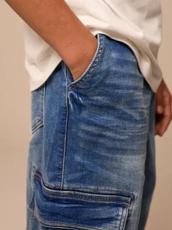 Next Cargo Jeans With Elasticated Waist (3-16yrs) Vintage Blue Sale