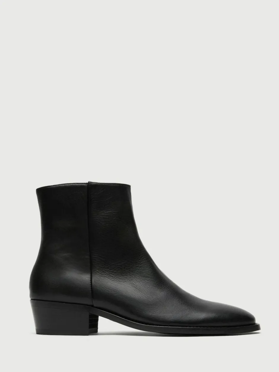 Walk London Black Leather Hoxton Zip Boots Clearance