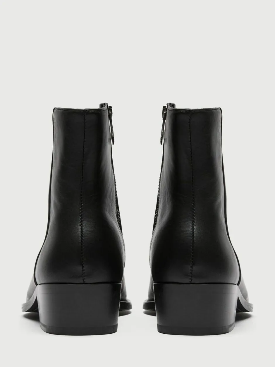 Walk London Black Leather Hoxton Zip Boots Clearance