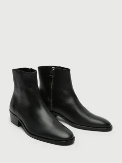 Walk London Black Leather Hoxton Zip Boots Clearance