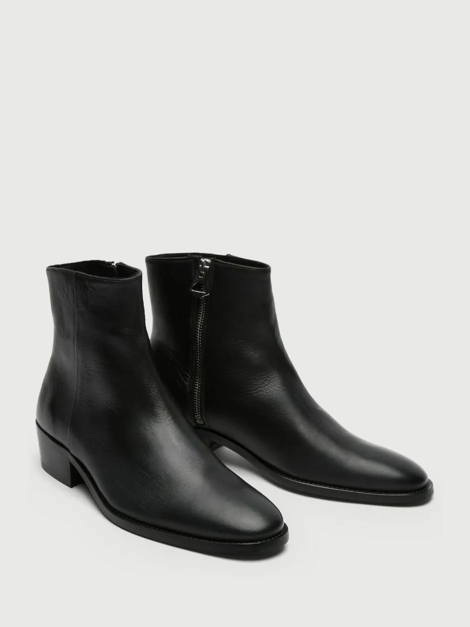 Walk London Black Leather Hoxton Zip Boots Clearance