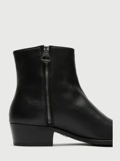 Walk London Black Leather Hoxton Zip Boots Clearance
